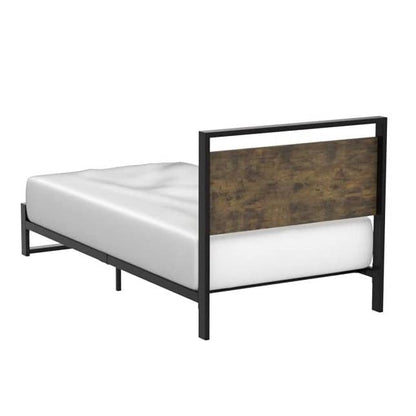 Marco de Cama Plataforma Twin Modern Farmhouse con Cabecero y Piecero de Paneles de Madera