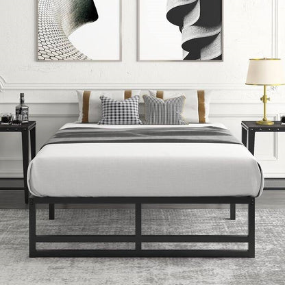 Base de cama de plataforma metálica negra tamaño individual con espacio de almacenamiento debajo de la cama