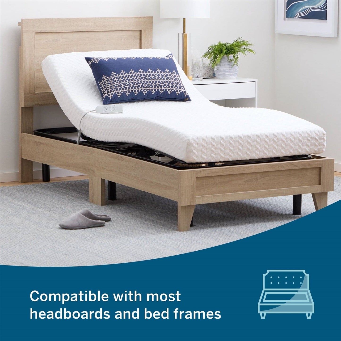 Cama ajustable de acero Twin XL con control remoto
