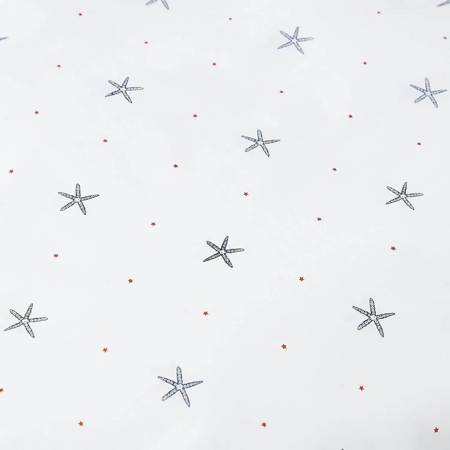 Twin Coastal Starfish Cotton Sheet Set Navy Red