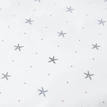 Twin Coastal Starfish Cotton Sheet Set Navy Red