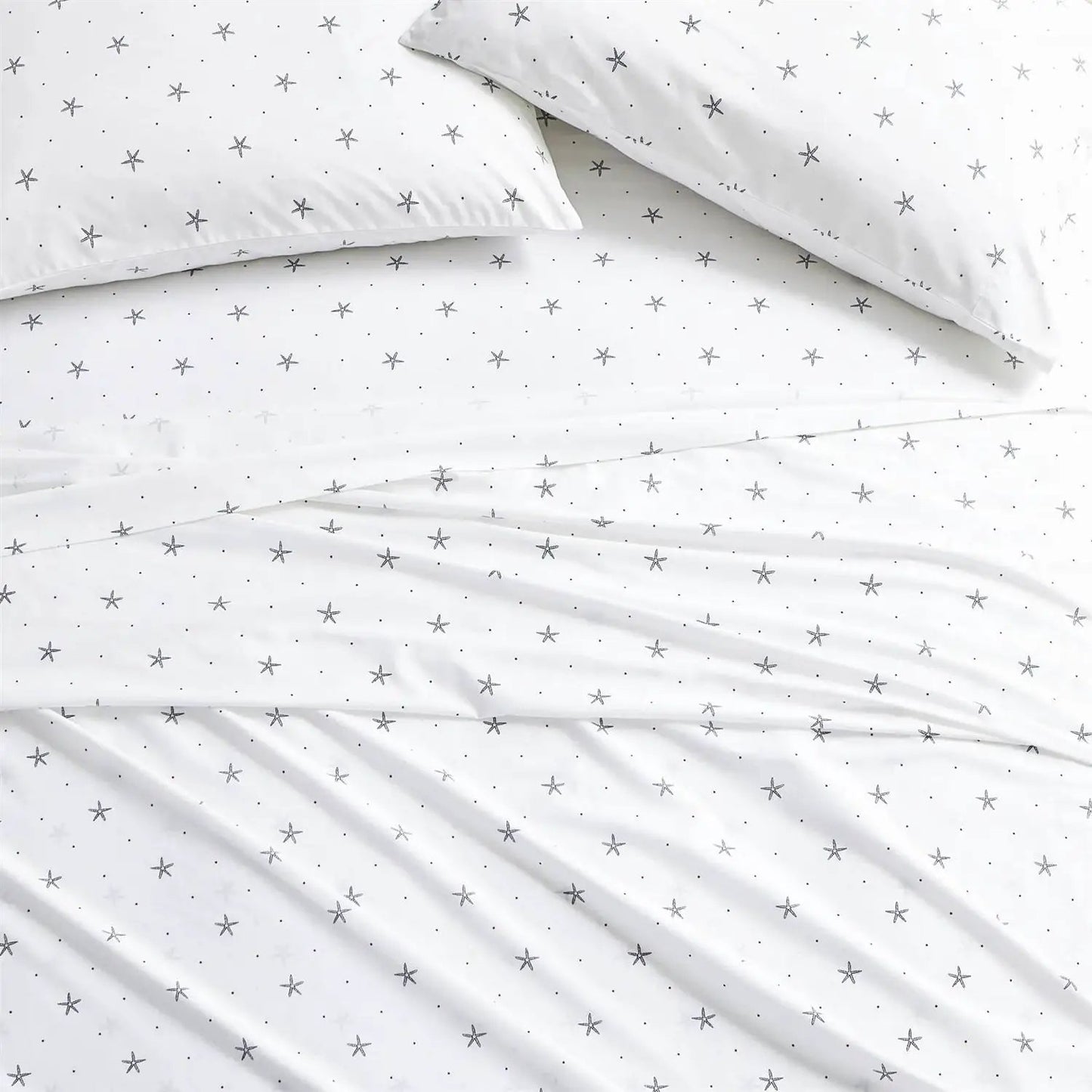 Twin Coastal Starfish Cotton Sheet Set Navy Red