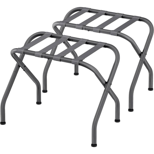 Set of 2 - Sturdy Grey Metal Folding Luggage Rack - Tampa Home & Garden Store