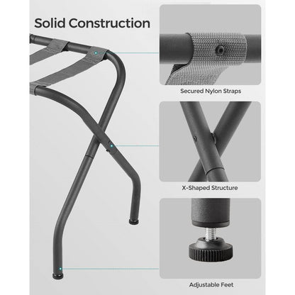 Juego de 2 - Maletero plegable de metal resistente gris