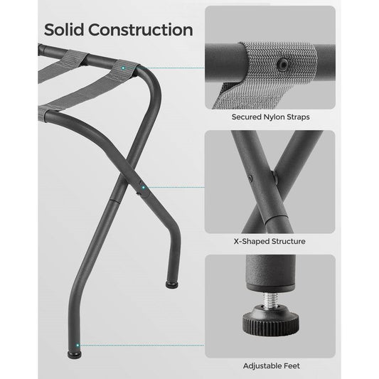 Set of 2 - Sturdy Grey Metal Folding Luggage Rack - Tampa Home & Garden Store