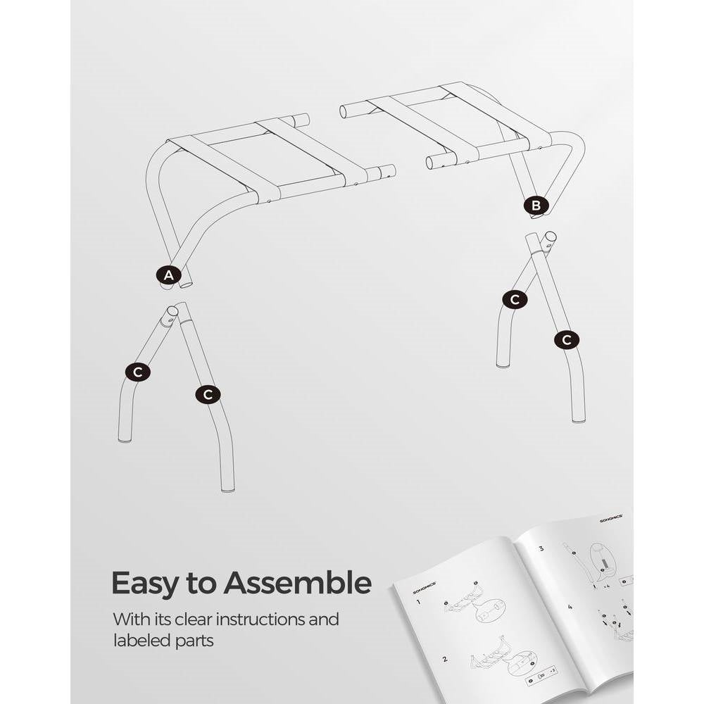 Juego de 2 - Maletero plegable de metal resistente gris