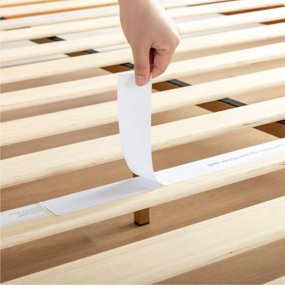 Base de cama de plataforma de madera maciza tamaño individual con acabado de madera natural