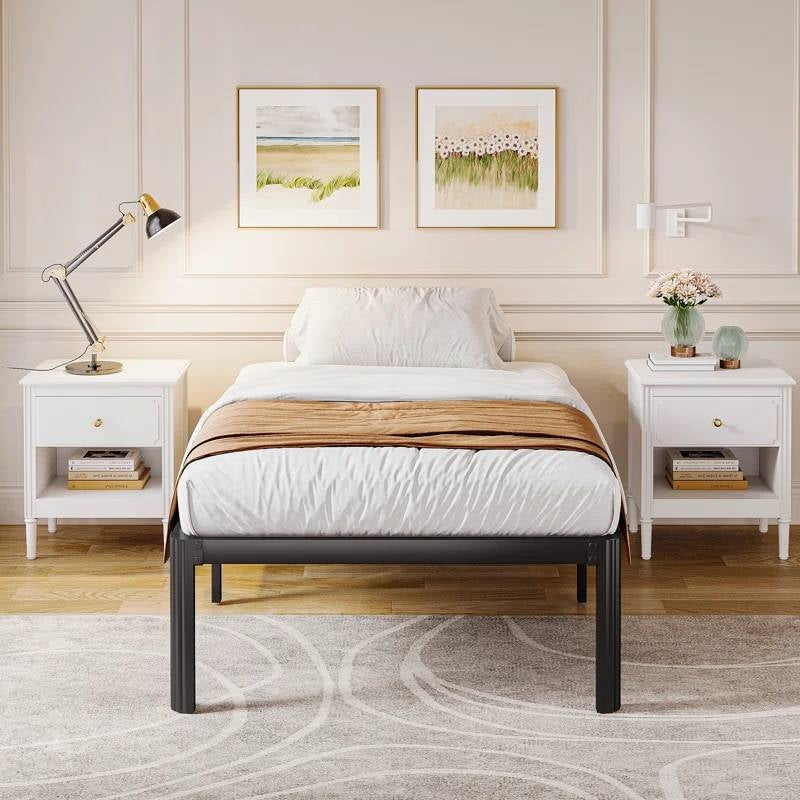 Base de cama metálica de plataforma Twin XL de alta resistencia con patas de borde redondo