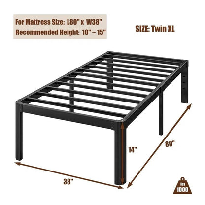 Base de cama metálica de plataforma Twin XL de alta resistencia con patas de borde redondo