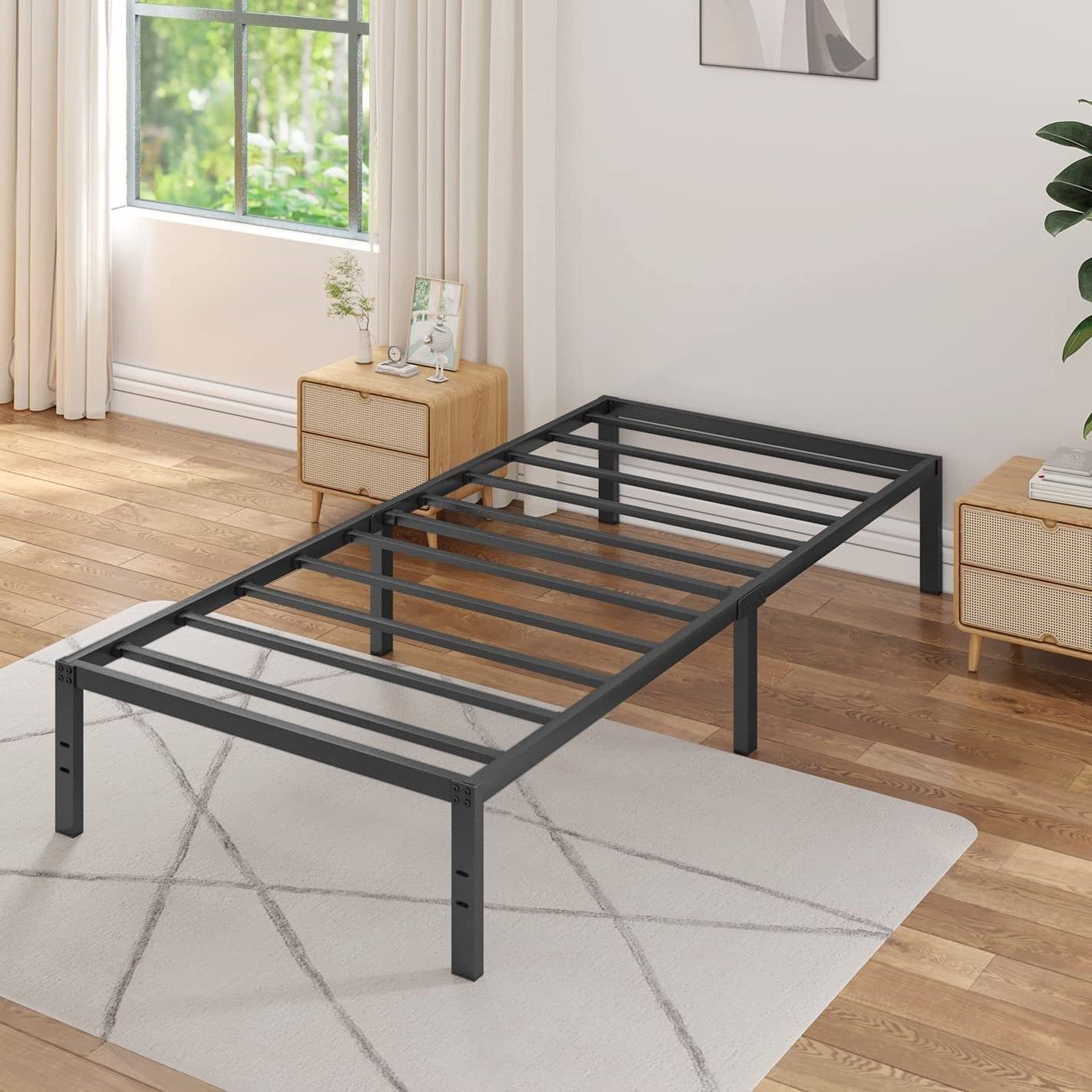 Base de cama metálica resistente Twin XL de 16 pulgadas con capacidad de peso de 3,000 libras