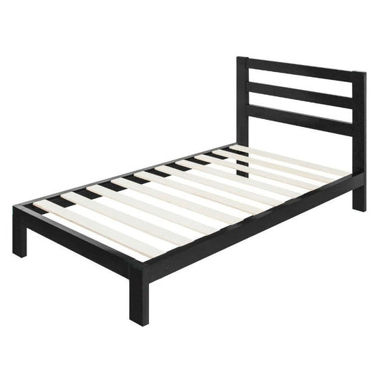 Twin size Modern Metal Platform Bed Frame with Headboard And Wood Support Slats - Tampa Home & Garden Store