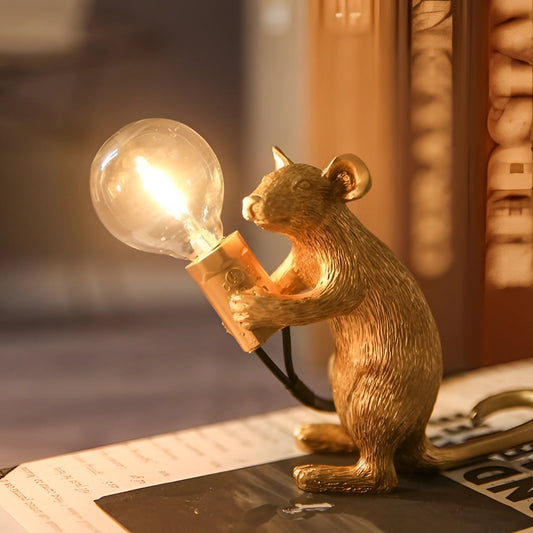 Gold Mouse Table Lamp Animal Shaped Desk Light Quirky Home Decor - Tampa Home & Garden Store