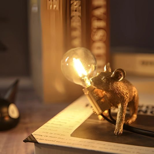 Gold Mouse Table Lamp Animal Shaped Desk Light Quirky Home Decor - Tampa Home & Garden Store