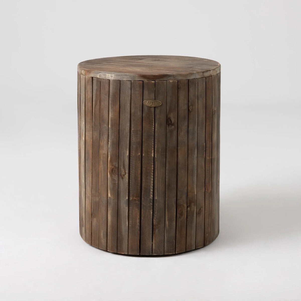 Michael Round Garden Stool, wooden outdoor pouf in dark brown, Fire Sense/Balkene Home on Tampa Home & Garden Store