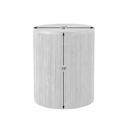 Michael Round Garden Stool pouf, white ribbed round outdoor/indoor, 16" dia x 19" tall on Tampa Home & Garden Store