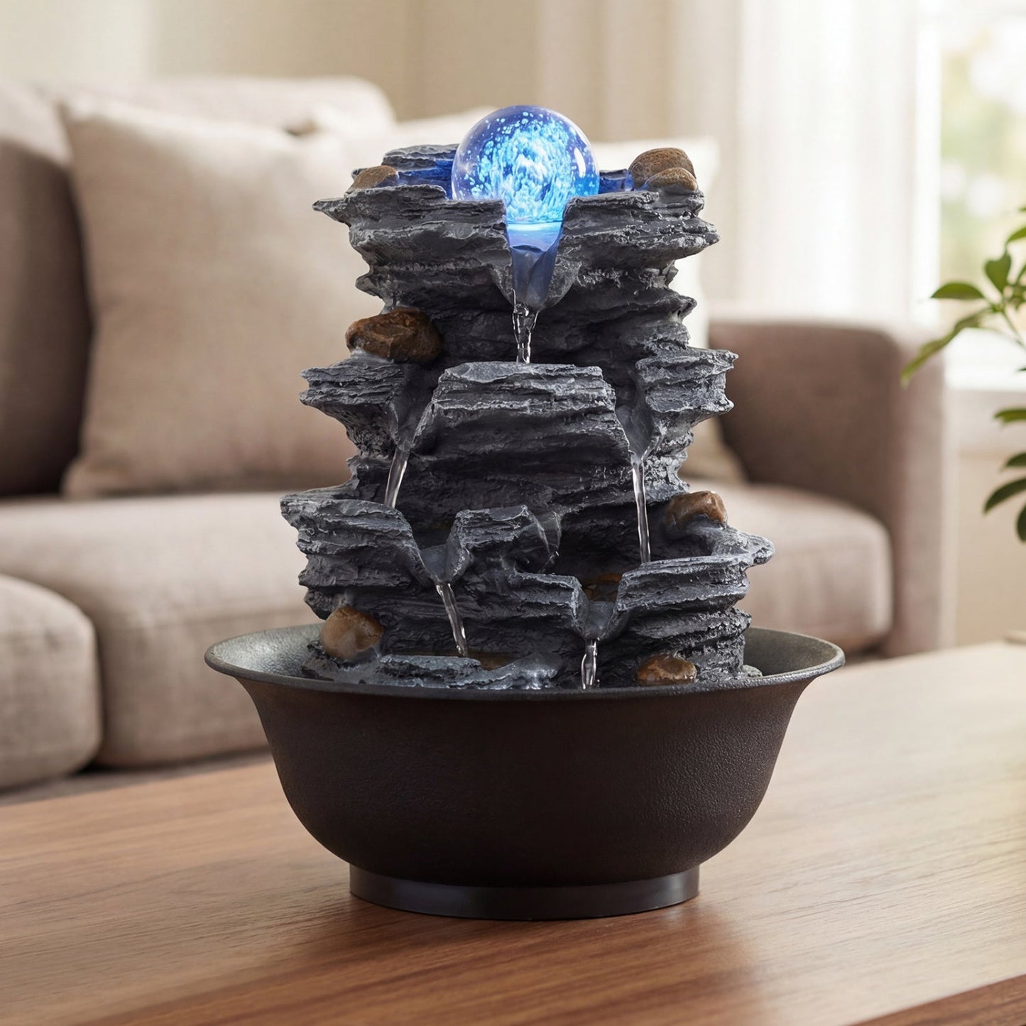 Tabletop Water Fountain With Crystal Ball and LED