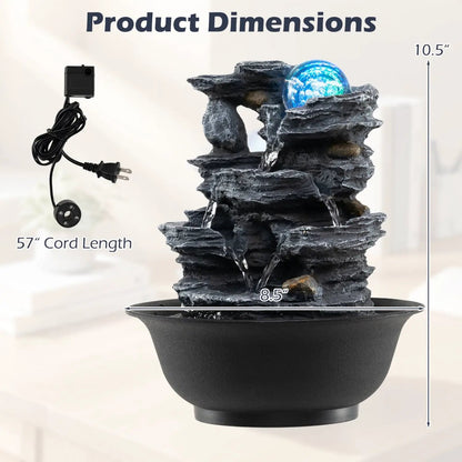 Tabletop Water Fountain With Crystal Ball and LED
