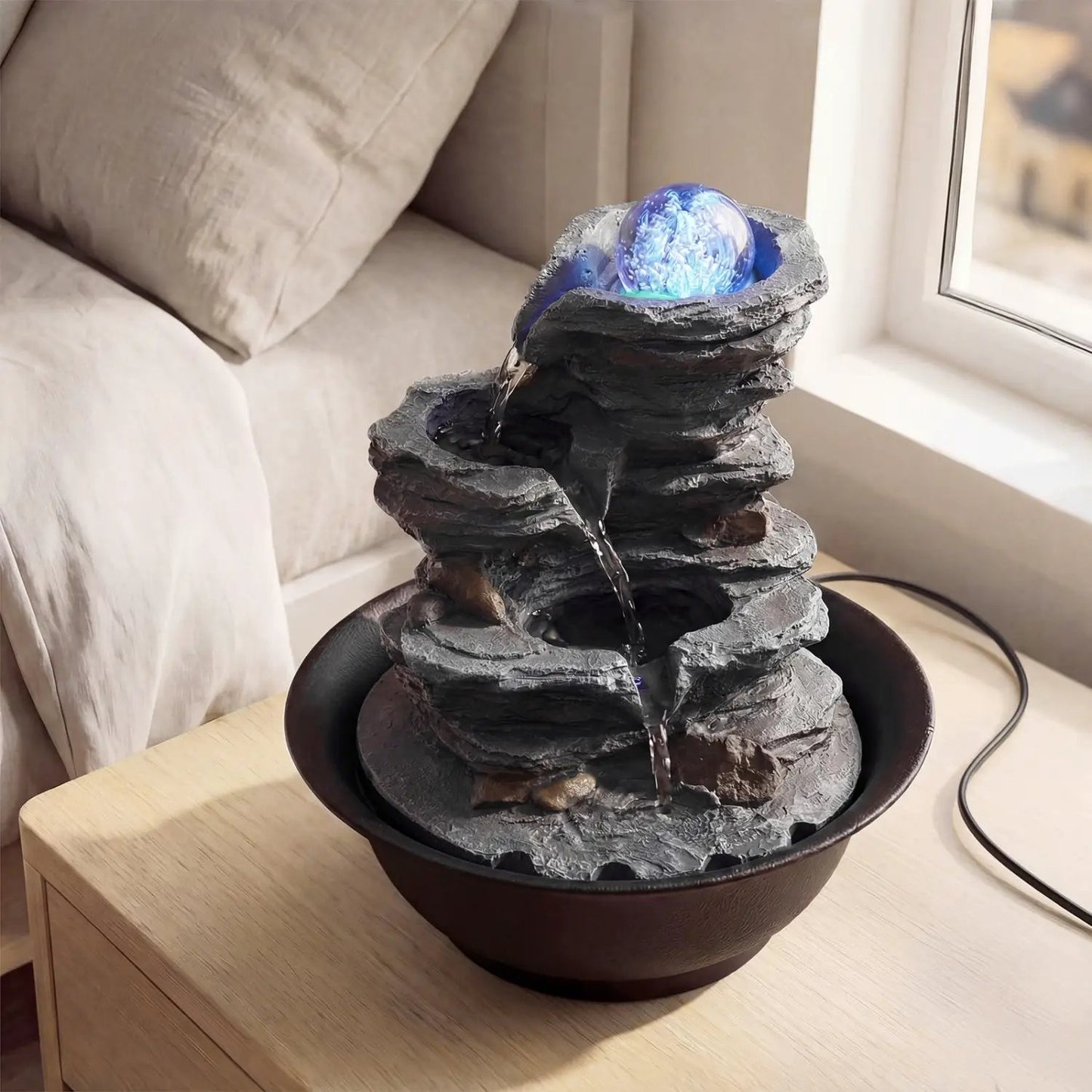 Tabletop Water Fountain With Crystal Ball and LED