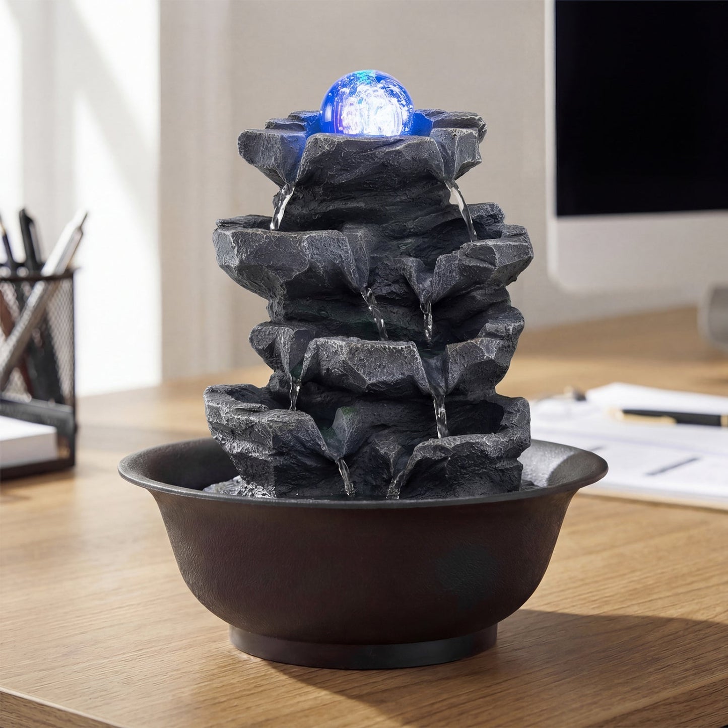 Tabletop Water Fountain With Crystal Ball and LED
