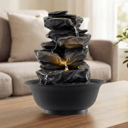 Tabletop Water Fountain with LED Light Indoor