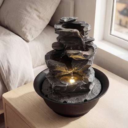 Tabletop Water Fountain with LED Light Indoor