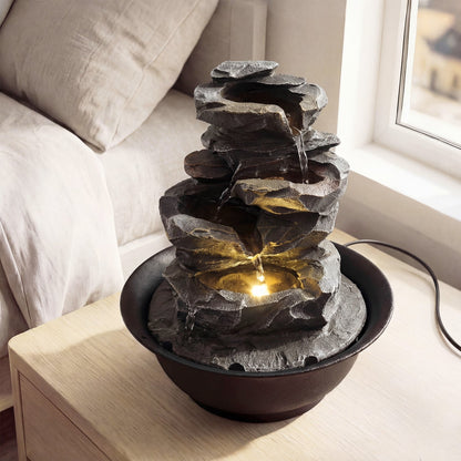 Tabletop Water Fountain with LED Light Indoor
