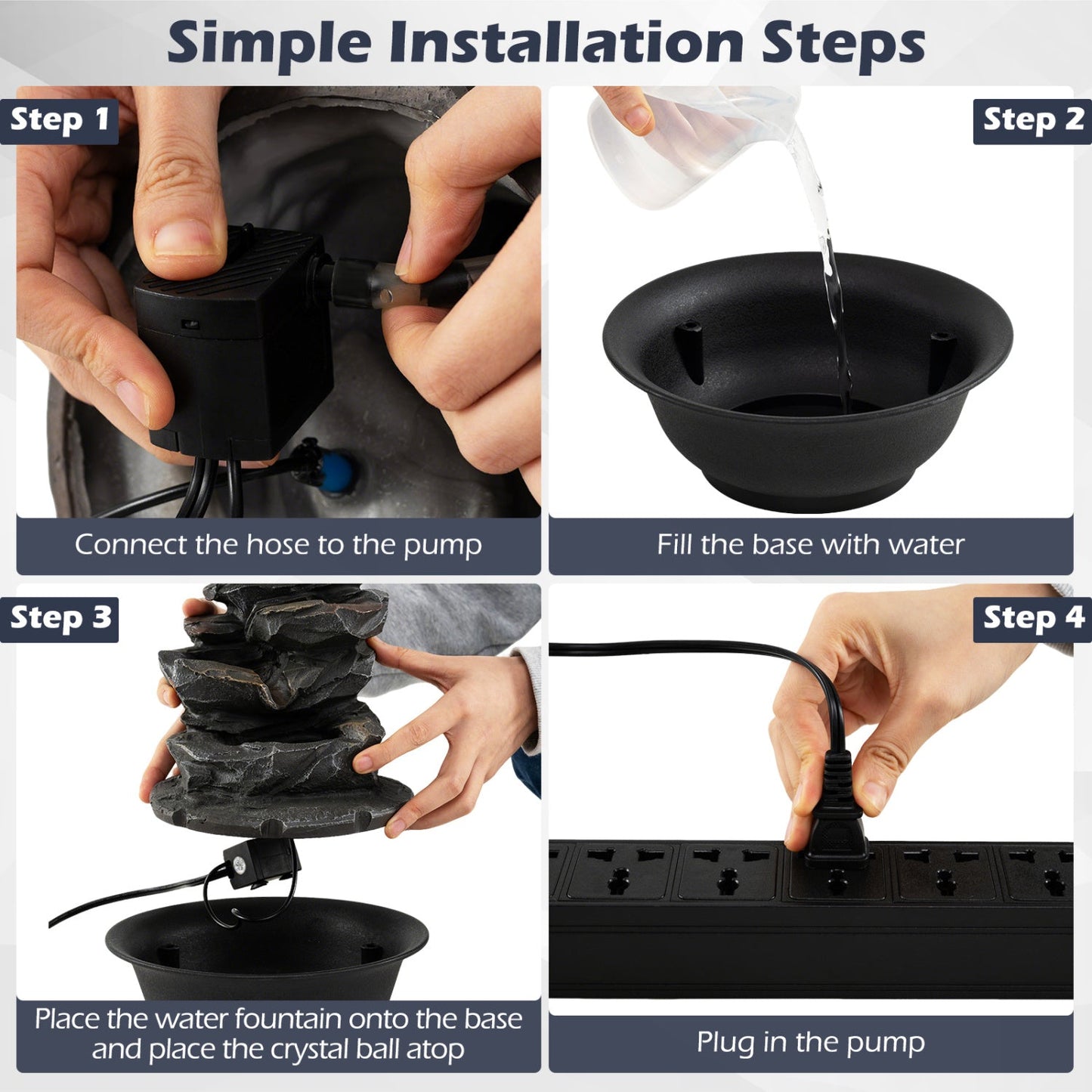 Tabletop Water Fountain with LED Light Indoor