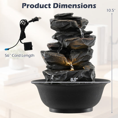 Tabletop Water Fountain with LED Light Indoor