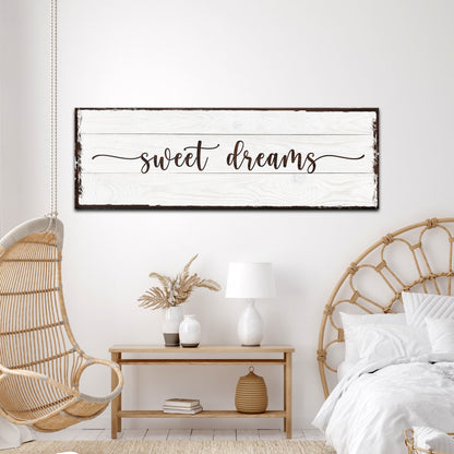 Sweet Dreams Sign III canvas wall art with whitewashed wood planks and brown cursive script on Tampa Home & Garden Store