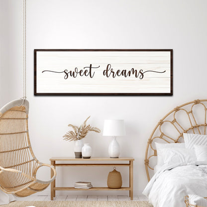 Sweet Dreams Sign III canvas with whitewashed wood panel and dark brown frame on Tampa Home & Garden Store