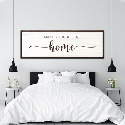 Make Yourself At Home Sign III canvas wall art by Tailored Canvases with whitewashed planks on Tampa Home & Garden Store