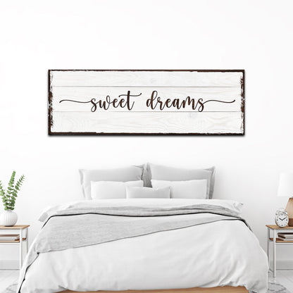 Sweet Dreams Sign III canvas wall art with whitewashed planks and frame by Tailored Canvases on Tampa Home & Garden Store