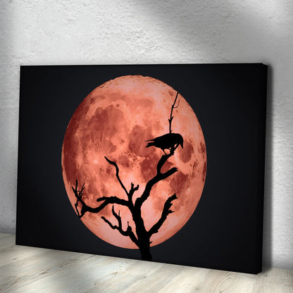 Crow And Blood Moon canvas wall art Tailored Canvases, orange moon with tree silhouette on Tampa Home & Garden Store