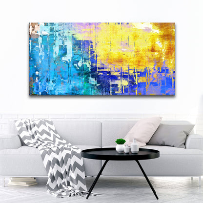 Blue gold abstract painting on canvas wall art Tailored Canvases crafting canvas on Tampa Home & Garden Store