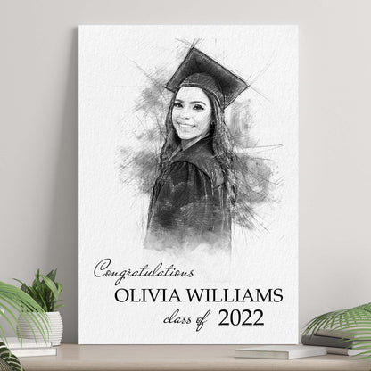 Graduation photo pencil sketch portrait sign on canvas Tailored Canvases crafting canvas on Tampa Home & Garden Store