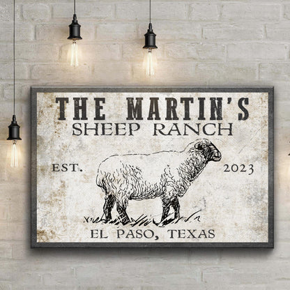 Sheep Ranch Sign II canvas with sheep drawing and vintage typography Tailored Canvases on Tampa Home & Garden Store
