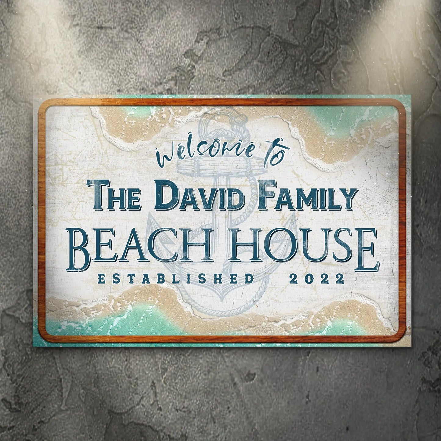 Canvas sign Welcome To The David Family Beach House with wooden frame by Tailored Canvases on Tampa Home & Garden Store