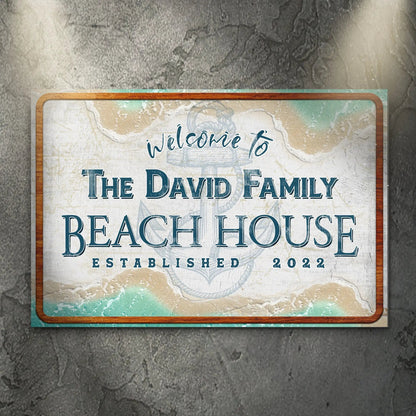 Canvas sign Welcome To The David Family Beach House with wooden frame by Tailored Canvases on Tampa Home & Garden Store