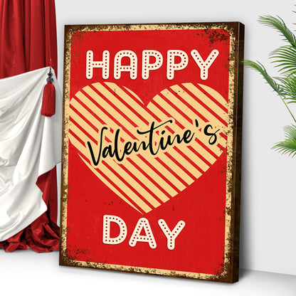 Valentine's Day Sign XII canvas by Tailored Canvases; red sign with dotted letters on Tampa Home & Garden Store