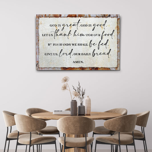 Canvas art God Is Great God Is Good Prayer Sign II by Tailored Canvases, rustic frame on Tampa Home & Garden Store