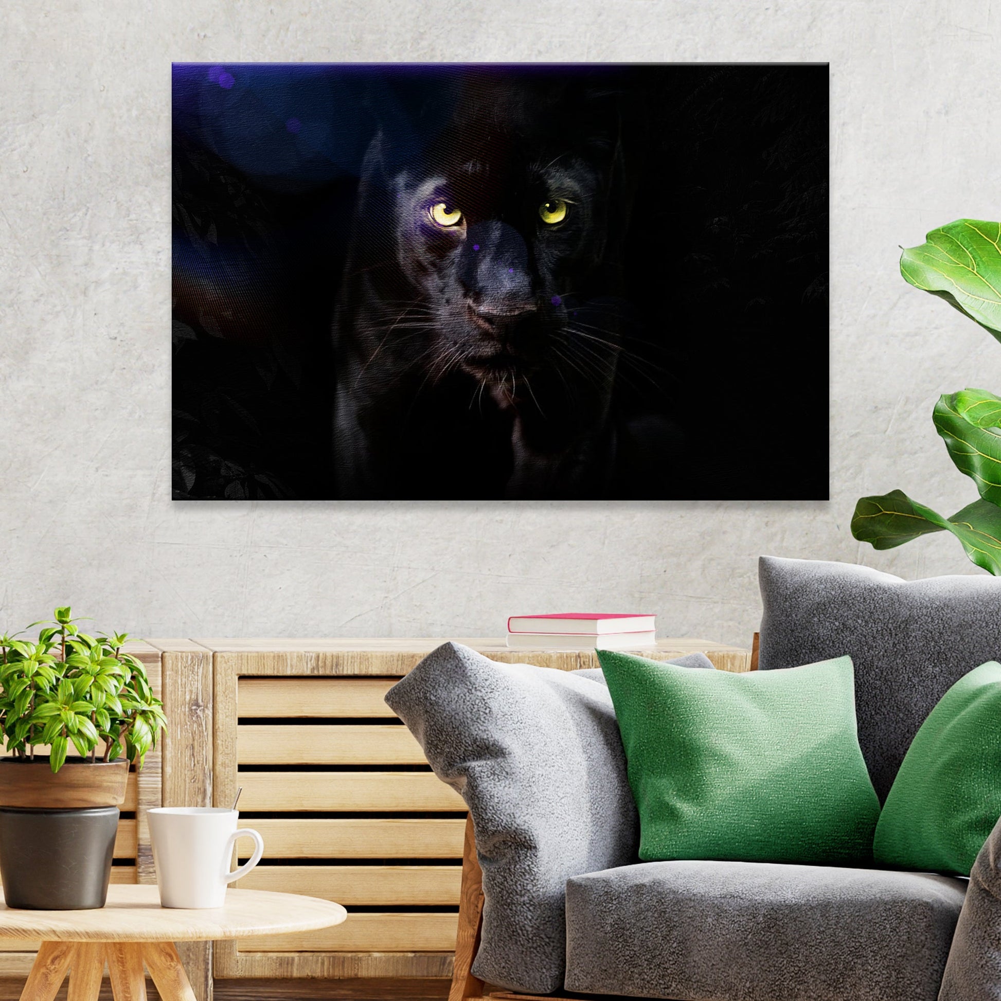 Rare Black Panther Canvas Wall Art by Tailored Canvases, black panther with yellow eyes on Tampa Home & Garden Store