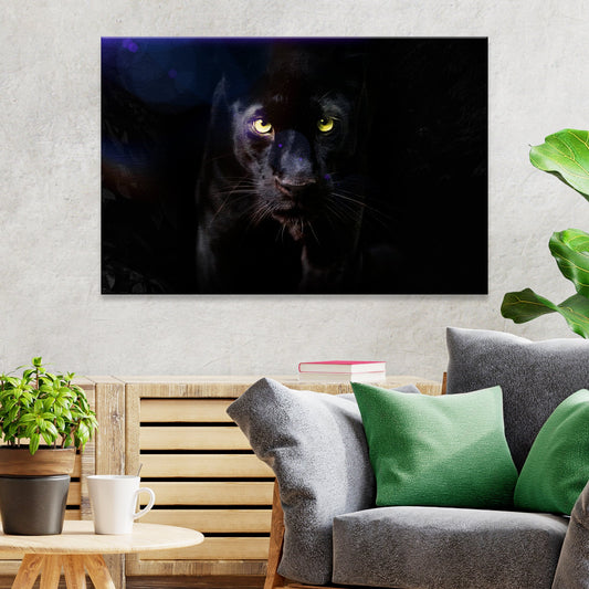 Rare Black Panther Canvas Wall Art by Tailored Canvases, black panther with yellow eyes on Tampa Home & Garden Store