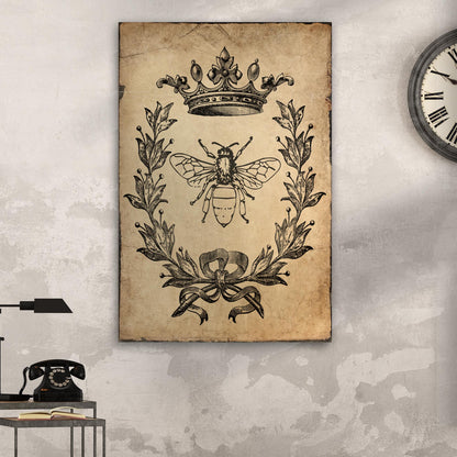 Queen Bee vintage painting canvas wall art antique beige Tailored Canvases on Tampa Home & Garden Store