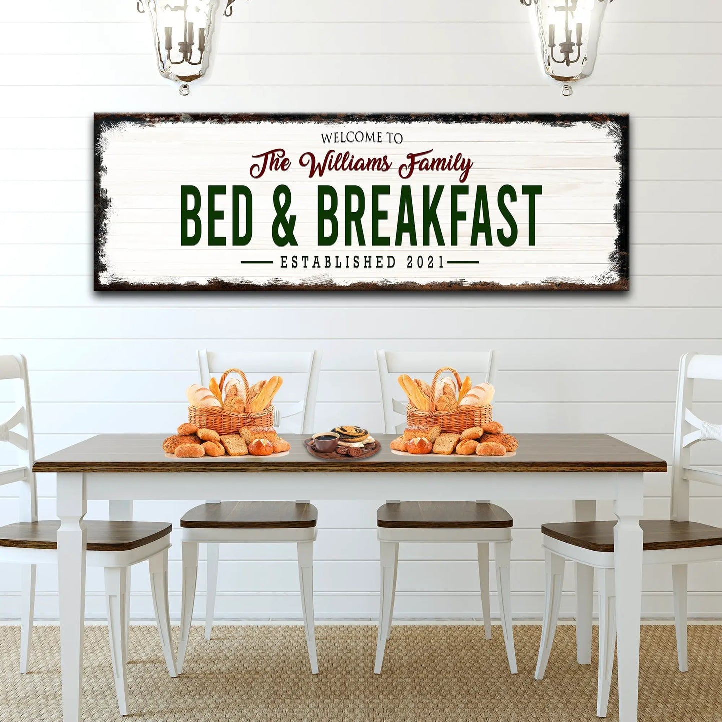 Tailored Canvases canvas sign Welcome to The Williams Family BED & BREAKFAST with border on Tampa Home & Garden Store
