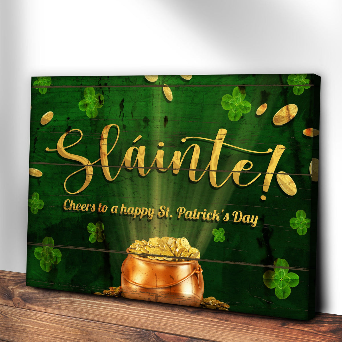 Canvas sign Sláinte! Cheers to a Happy St. Patrick's Day in green by Tailored Canvases on Tampa Home & Garden Store