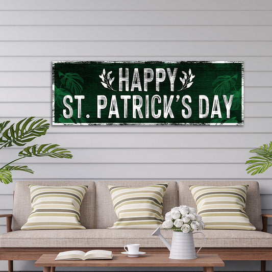 Happy St. Patrick's Day Sign III canvas by Tailored Canvases, dark green rustic crafting canvas on Tampa Home & Garden Store