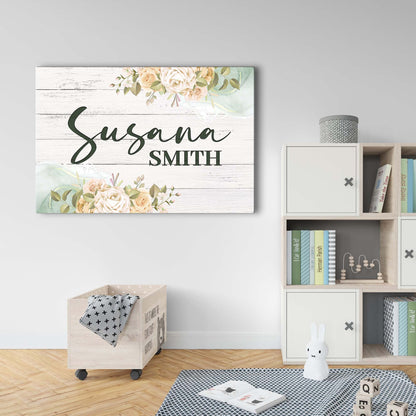 Floral Girls Room Sign canvas with whitewashed wood and pastel roses Tailored Canvases on Tampa Home & Garden Store