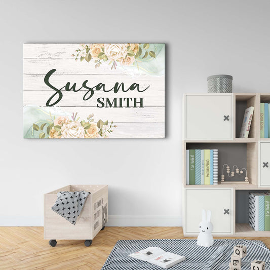 Floral Girls Room Sign canvas with whitewashed wood and pastel roses Tailored Canvases on Tampa Home & Garden Store