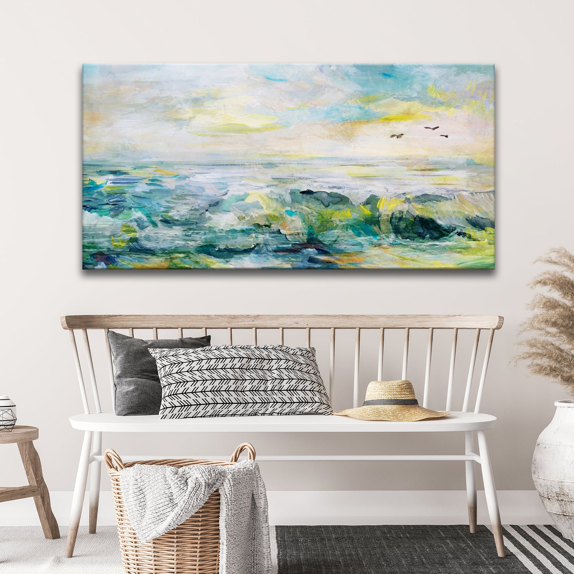 Rocks, Sea, And Sky Canvas Wall Art pastel seascape on canvas by Tailored Canvases on Tampa Home & Garden Store