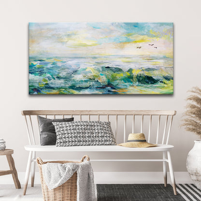 Rocks, Sea, And Sky Canvas Wall Art pastel seascape on canvas by Tailored Canvases on Tampa Home & Garden Store